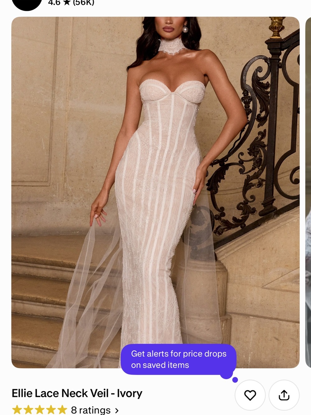Ellie Lace Neck Veil Ivory